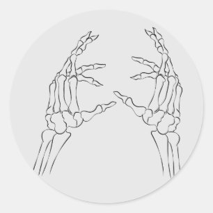 Rond Sticker d'Halloween minimaliste à mains squelettes