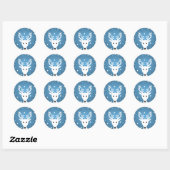 Rond Sticker d'hiver bleu renne (Feuille)