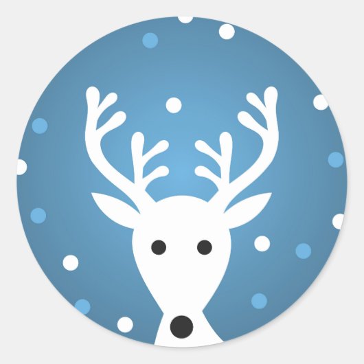 Rond Sticker d'hiver bleu renne (Devant)