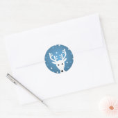 Rond Sticker d'hiver bleu renne (Enveloppe)