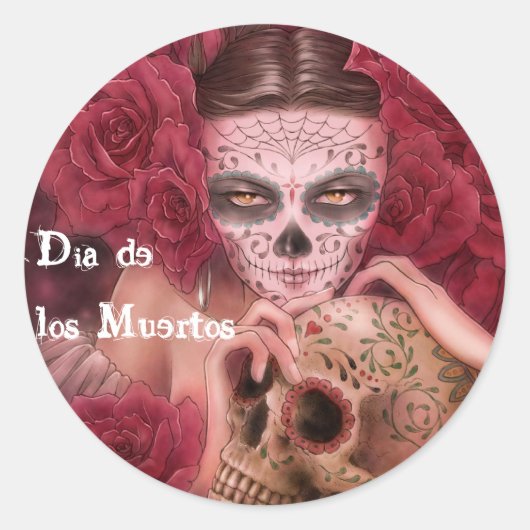 Rond Sticker Dia de los Muertos (Devant)
