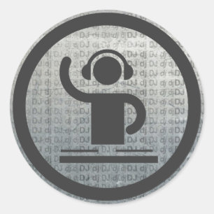 Rond sticker d'icône dj métallique