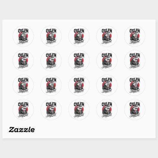 Rond Sticker d'illustration cool Fin Shark (Feuille)