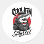 Rond Sticker d'illustration cool Fin Shark (Devant)