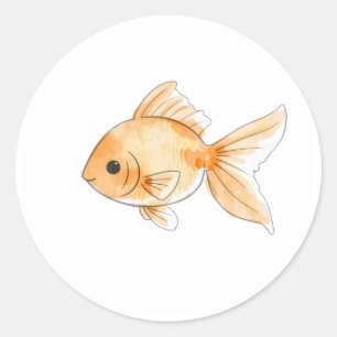 Rond Sticker d'illustration d'aquarelle de poisson roug