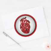 Rond Sticker d'illustration de l'anatomie du coeur huma (Enveloppe)