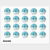 Rond Sticker d'illustration de mariage de plage (Feuille)