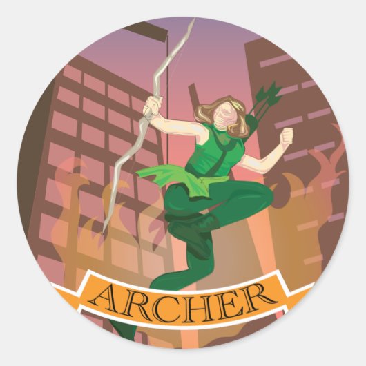 Rond Sticker d'illustration pour archer femelle (Devant)