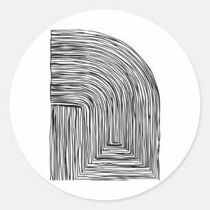Rond Sticker d'impression en ligne Abstraite noir et bl