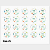 Rond Sticker Dino Coloré Dinosaur Anniversaire (Feuille)