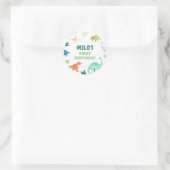Rond Sticker Dino Coloré Dinosaur Anniversaire (Sac)