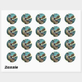 Rond Sticker Dinosaur (Feuille)