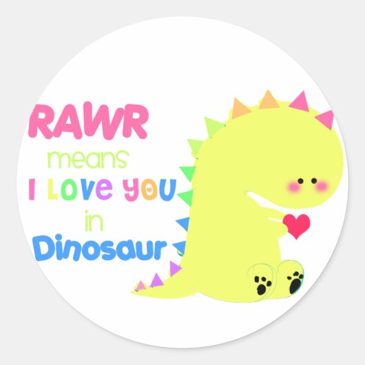 Rond Sticker Dinosaure Cute RAWR (Devant)
