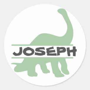 Rond sticker dinosaure personnalisé avec nom d'enfant