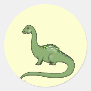 Rond Sticker Dinosaure Vert Enfants