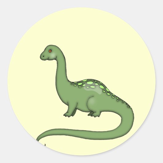 Rond Sticker Dinosaure Vert Enfants (Devant)