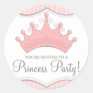 Rond Sticker d'invitation de la princesse Anniversaire