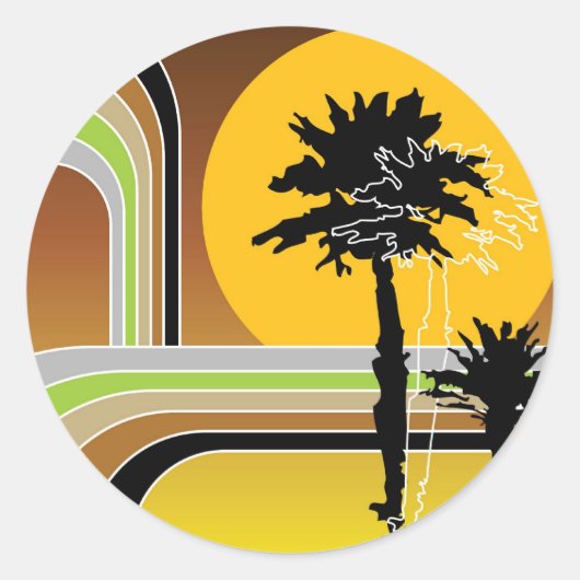 Rond Sticker d'invitation de vacances Tropical (Devant)