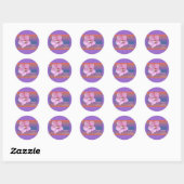 Rond Sticker d'invitation du rose du Parti Sharon (Feuille)