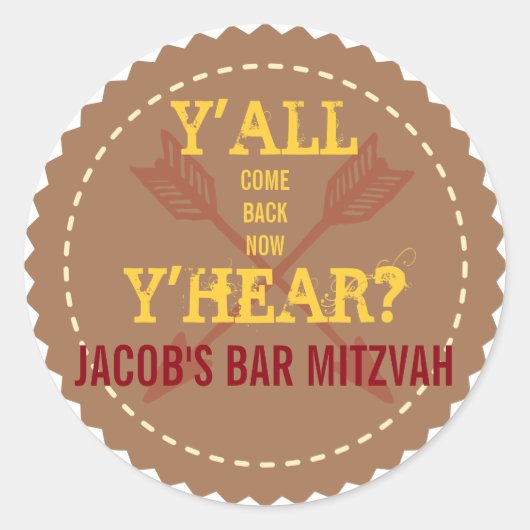 Rond Sticker d'invitation WILD WEST Bar Mitzvah (Devant)