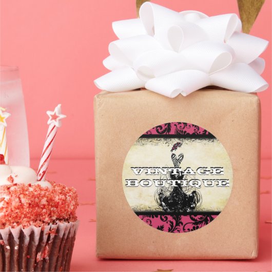 Rond Sticker Diva Mode Orange Retro Dots (Fête)