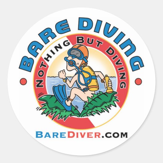 Rond Sticker Diver nu Diver fou (Devant)
