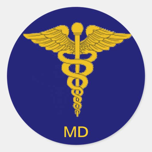 Rond Sticker Docteur Médicale Caduceus (Devant)