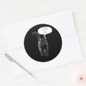 Rond Sticker d'ordinateur portable de chat noir personn (Enveloppe)