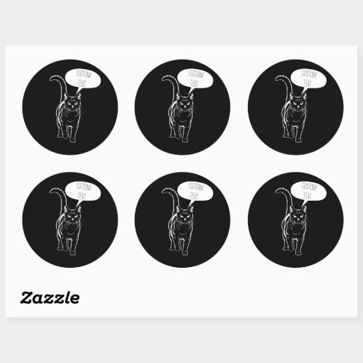 Rond Sticker d'ordinateur portable de chat noir personn (Feuille)