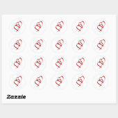 Rond Sticker double coeur (Feuille)
