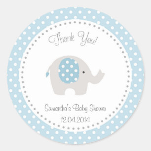 Rond Sticker Douche Bébé Eléphant Cute Bleu