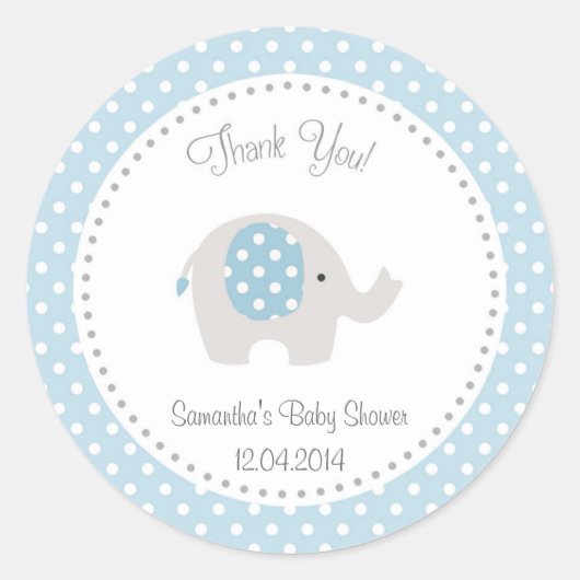 Rond Sticker Douche Bébé Eléphant Cute Bleu (Devant)
