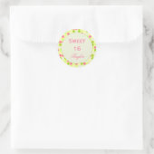Rond Sticker doux 16 rose et vert (Sac)