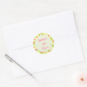 Rond Sticker doux 16 rose et vert (Enveloppe)