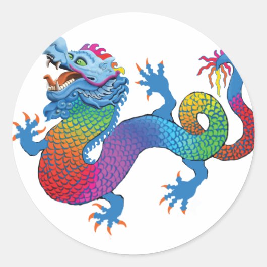 Rond Sticker Dragon Coloré (Devant)
