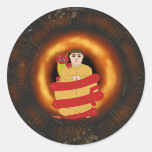 Rond Sticker Dragon Fat Dude