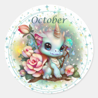 Rond Sticker Dragon Opal Octobre Birthstone