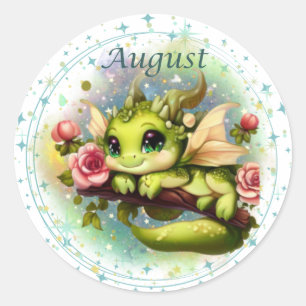 Rond Sticker Dragon Péridot Août Birthstone