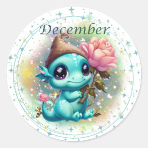 Rond Sticker Dragon Turquoise Décembre Birthstone