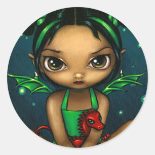 Rond Sticker "Dragonling Vert"