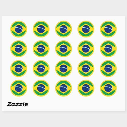 Rond Sticker drapeau brésilien (Feuille)