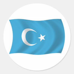 Rond Sticker Drapeau du Xinjianj Uigur
