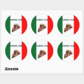 Rond Sticker Drapeau Pizza Italie (Feuille)
