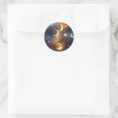 Rond Sticker - Dreamy Fiery Orange Celestial Moon (Sac)