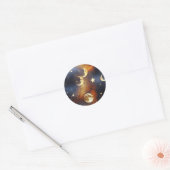 Rond Sticker - Dreamy Fiery Orange Celestial Moon (Enveloppe)