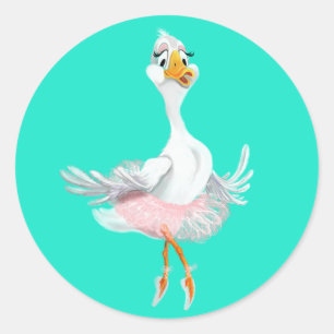 Rond Sticker drôle avec Ballerina Duck - Vos couleurs