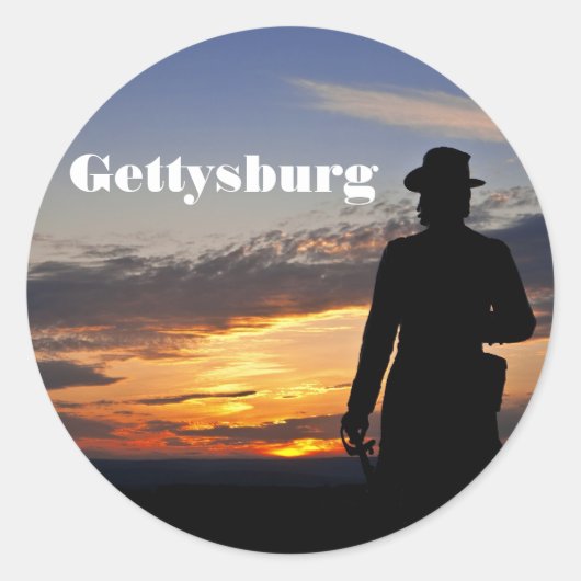 Rond Sticker du coucher de soleil de Gettysburg (Devant)