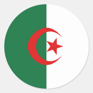 Rond Sticker du Drapeau Fisheye d'Algérie