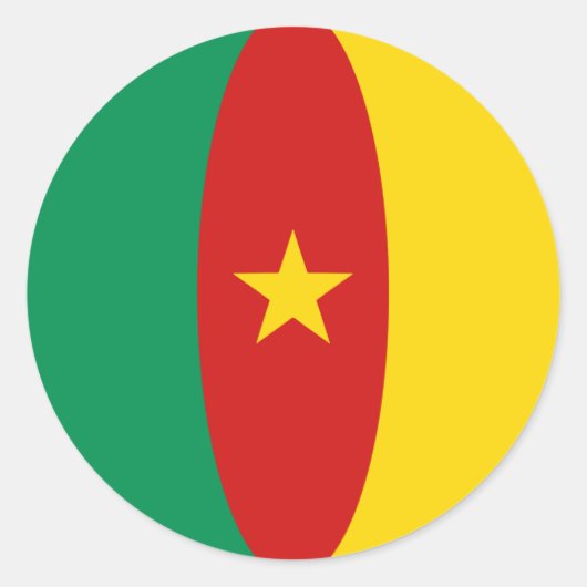 Rond Sticker du drapeau Fisheye du Cameroun (Devant)
