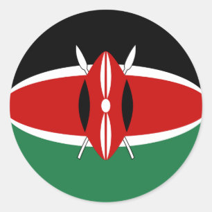 Rond Sticker du drapeau Fisheye du Kenya